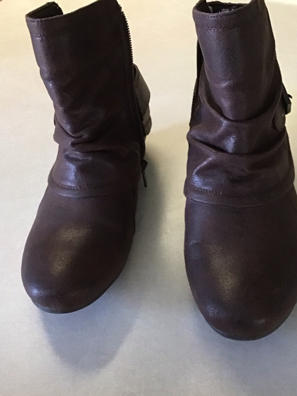 Women's Dark Brown Slouch Ankle Booties with Side Zip size 8